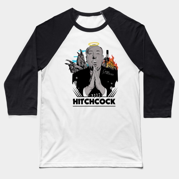 Alfred Hitchcock Baseball T-Shirt by Frajtgorski